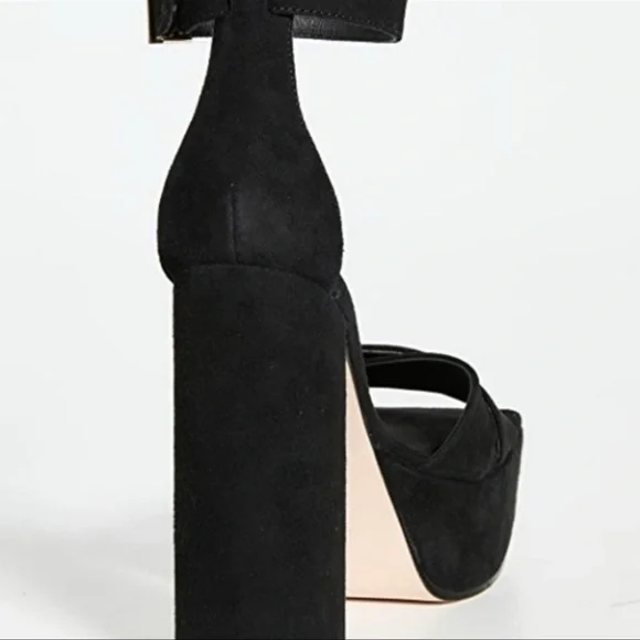 New  Good American Suede Platform Sandals Size 10 - Picture 6 of 17